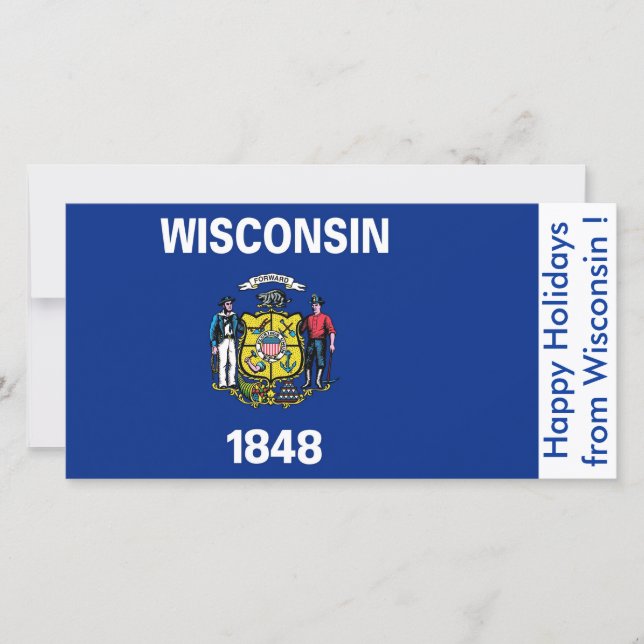 Flag of Wisconsin, Happy Holidays from U.S.A. Holiday Card (Front)