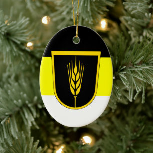 Flag of Wolgadeutsche (black/yellow/white version) Ceramic Tree Decoration