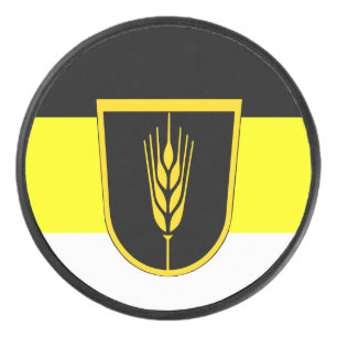 Flag of Wolgadeutsche (black/yellow/white version) Hockey Puck