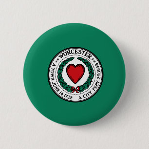 Flag of Worcester, Massachusetts 6 Cm Round Badge