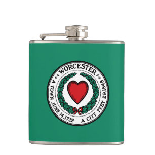 Flag of Worcester, Massachusetts Flask