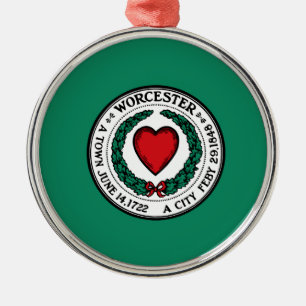 Flag of Worcester, Massachusetts  Metal Tree Decoration