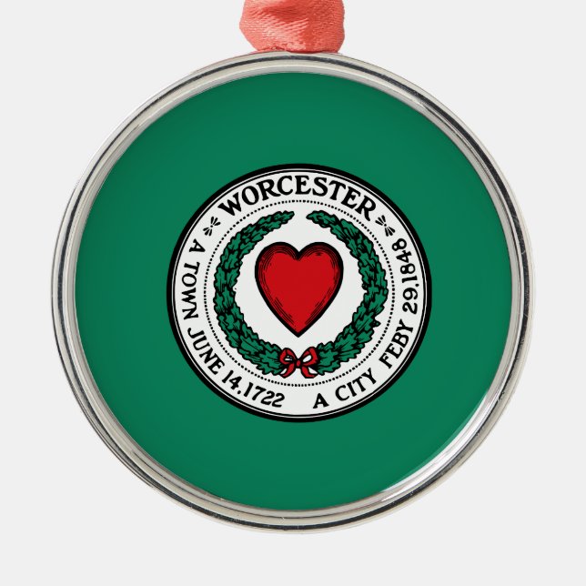 Flag of Worcester, Massachusetts  Metal Tree Decoration (Front)
