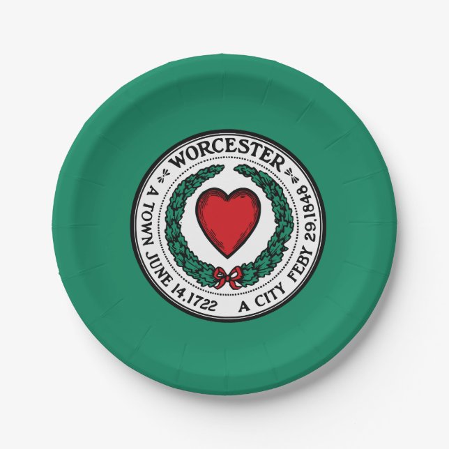 Flag of Worcester, Massachusetts Paper Plate (Front)