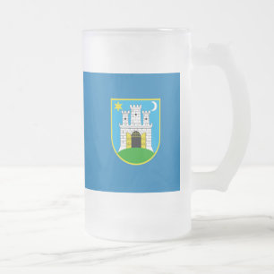 Flag of Zagreb, Croatia Frosted Glass Beer Mug