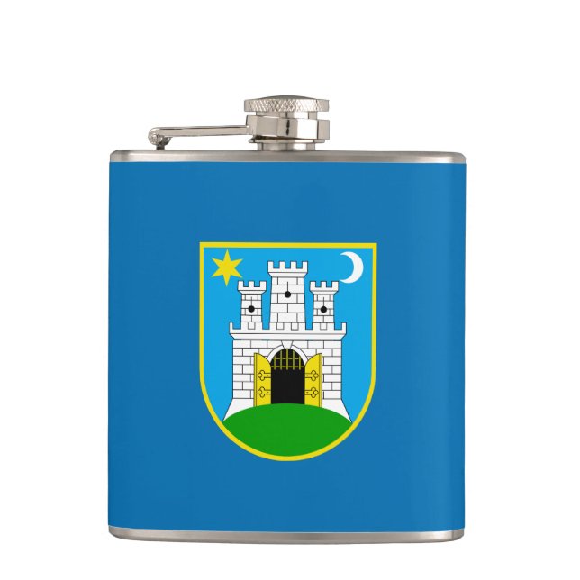 Flag of Zagreb, Croatia Hip Flask (Front)
