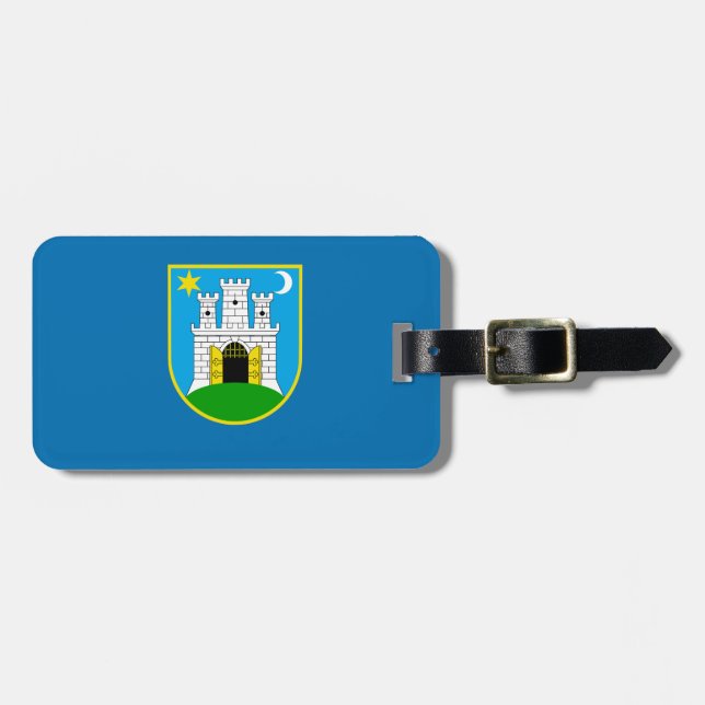 Flag of Zagreb, Croatia Luggage Tag (Front Horizontal)