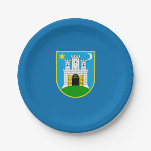 Flag of Zagreb, Croatia Paper Plates