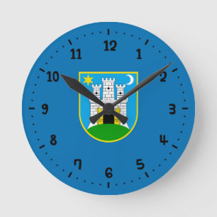 Flag of Zagreb, Croatia Square Wall Clock
