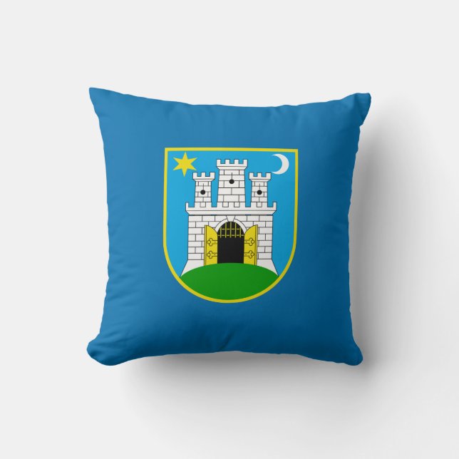 Flag of Zagreb, Croatia Throw Pillow (Front)