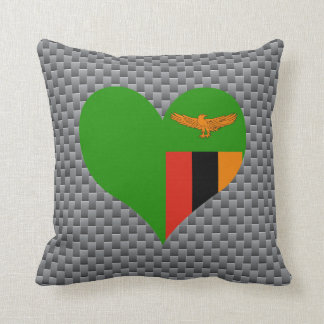 Flag of Zambian on metal background Cushion