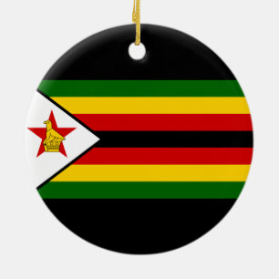Flag of Zimbabwe Ceramic Tree Decoration