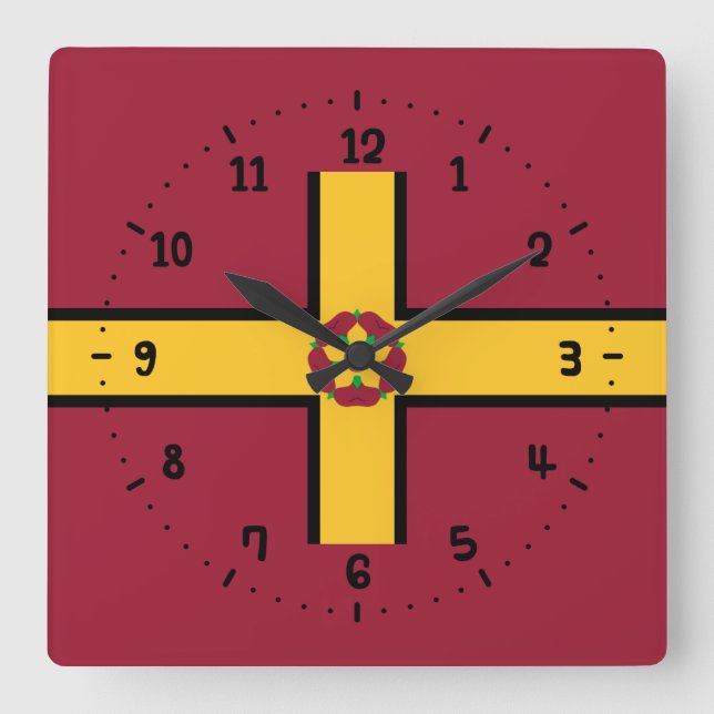 Flag on Northamptonshire Square Wall Clock (Front)