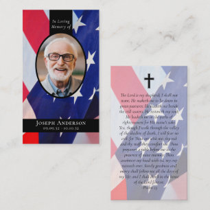 Flag Oval Photo Military Funeral Prayer Card