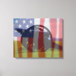Flag Over Antietam Cannons  Canvas Print