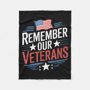 Flag Patriotic Memorial Day Remember Veterans Fleece Blanket