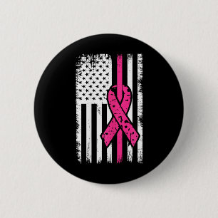 Flag Pink Ribbon Breast Cancer Awareness Month 1 6 Cm Round Badge