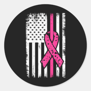 Flag Pink Ribbon Breast Cancer Awareness Month 1 Classic Round Sticker