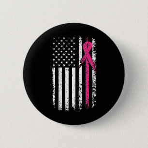 Flag Pink Ribbon Breast Cancer Awareness Month  6 Cm Round Badge