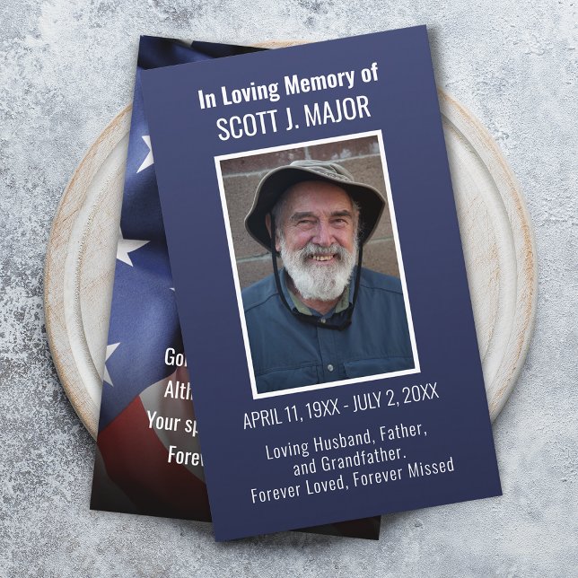 Flag Prayer Card Photo Ombre Blue Card (Flag Prayer Card Photo Ombre Blue Card)