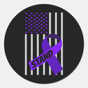 Flag Purple Ribbon Products Opioid Overdose Awaren Classic Round Sticker
