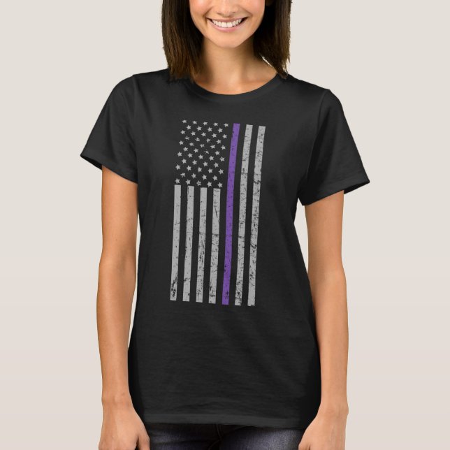 Flag Purple Strip Memories Problem Heimer  T-Shirt (Front)