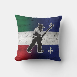 Flag Quebec and Patriote Henri Julien eroded Cushion