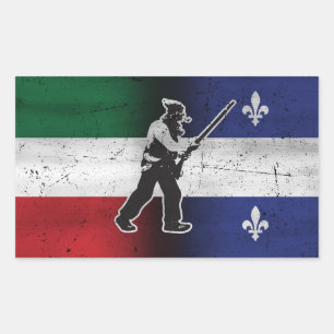 Flag Quebec and Patriote Henri Julien eroded Rectangular Sticker