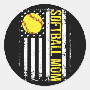 Flag Softball Team Softball Mom Mothers Day Women  Classic Round Sticker