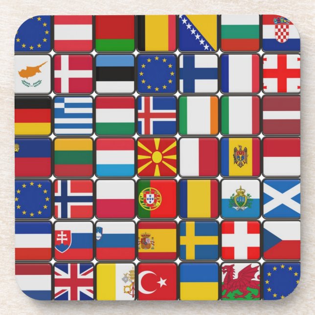 Flag Squares on Square Cork Coasters (Set of 6) (Front)