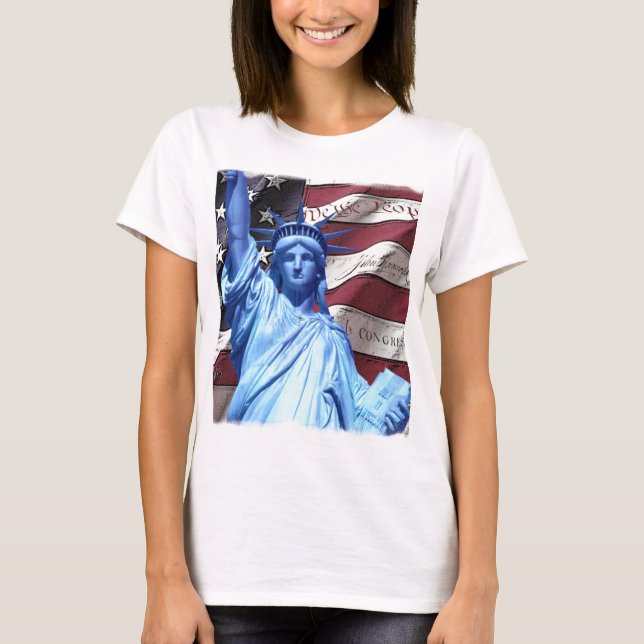 Flag & Statue of Liberty design T-Shirt (Front)