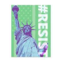 Flag Statue Of Liberty RESIST Art Postcard
