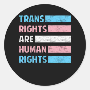 Flag Trans Rights Are Human Rights LGBT Community  Classic Round Sticker