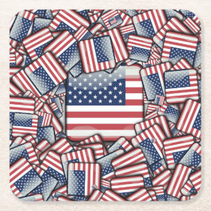 Flag_United_States_by_JAMColors Square Paper Coaster