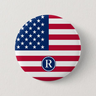 Flag usa Custom  6 Cm Round Badge