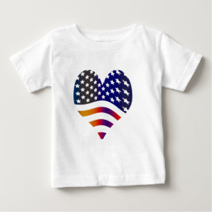 flag usa heart love american honour troops stripes baby T-Shirt