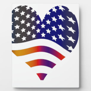 flag usa heart love american honour troops stripes plaque