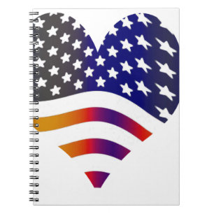 flag usa heart love american honour troops stripes spiral notebook