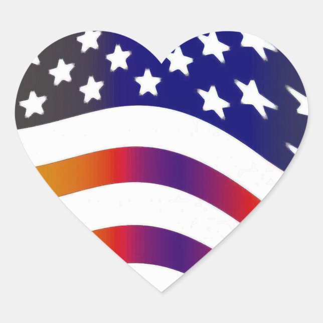 flag usa heart love american honour troops stripes sticker (Front)
