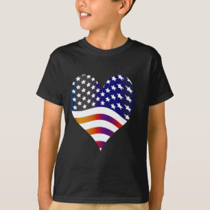 flag usa heart love american honour troops stripes T-Shirt