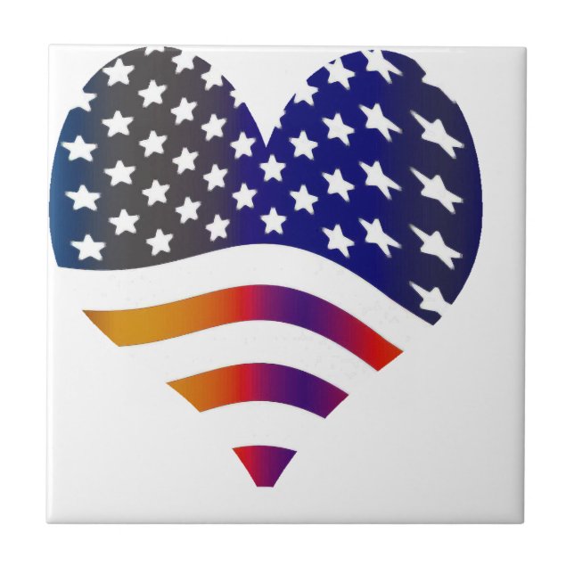 flag usa heart love american honour troops stripes tile (Front)