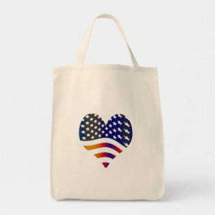 flag usa heart love american honour troops stripes tote bag