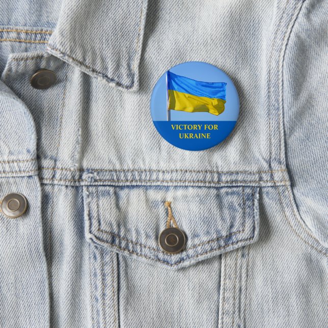 Flag Victory for Ukraine Stay Strong 6 Cm Round Badge (In Situ)