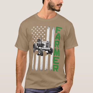 Flag with Tractor - Patriotic Farmer & Farming T-Shirt