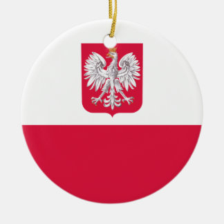 Flaga Polski - Polish Flag with Coat of Arms Ceramic Tree Decoration