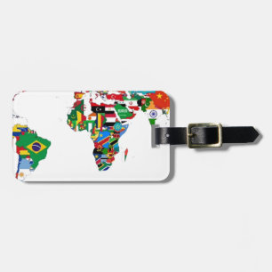 Flagged World - Map of Flags of the World Luggage Tag