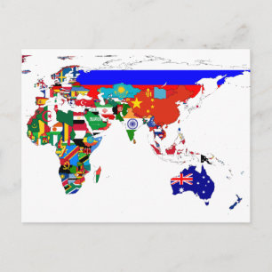 Flagged world postcard