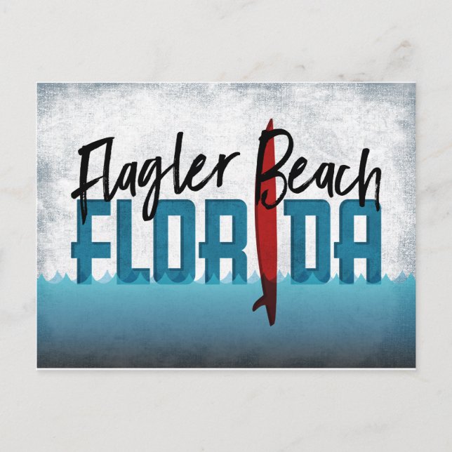 Flagler Beach Postcard Florida Surfboard (Front)