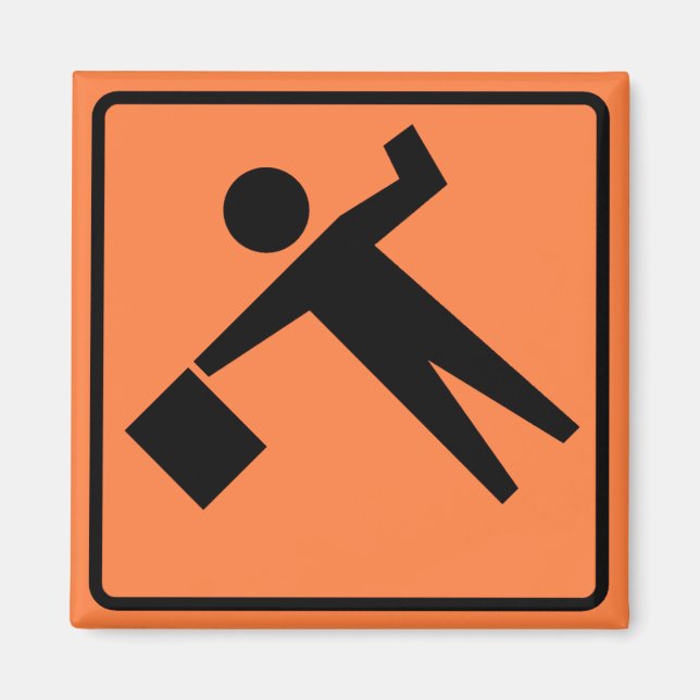 Flagman Ahead Highway Sign Magnet (Front)