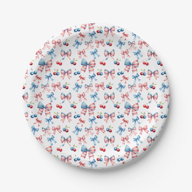 Flags and cherries paper plate (Front)